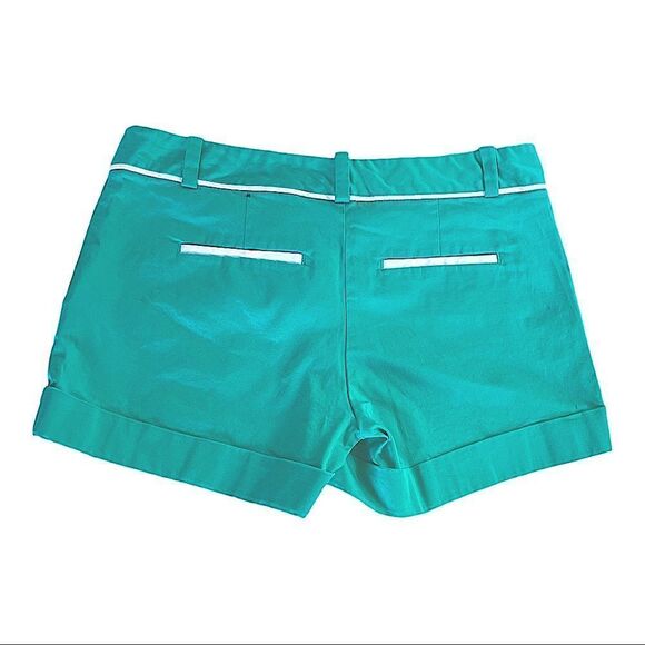 BANANA Republic Ryan Shorts Mid Rise Teal Flat Front Chino Stretch Womens 2 - Picture 2 of 4
